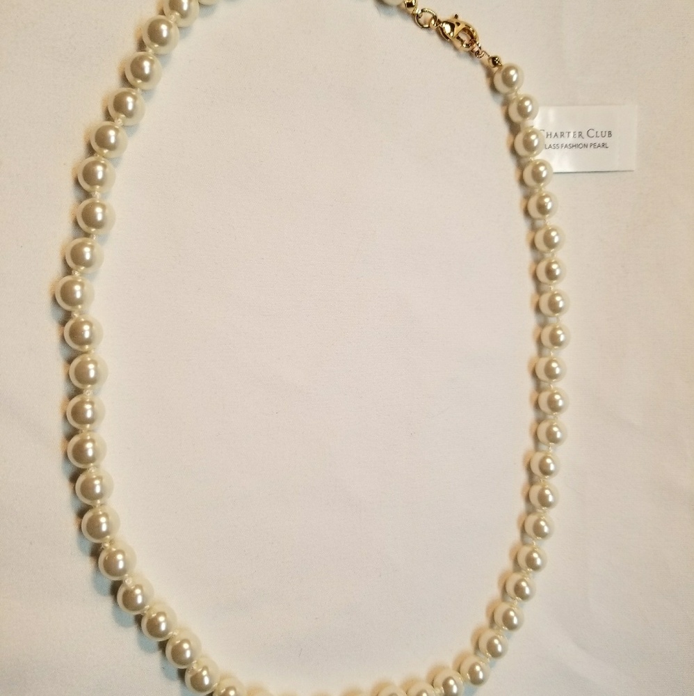 NWT 8mm Charter Club Glass Pearl Necklace